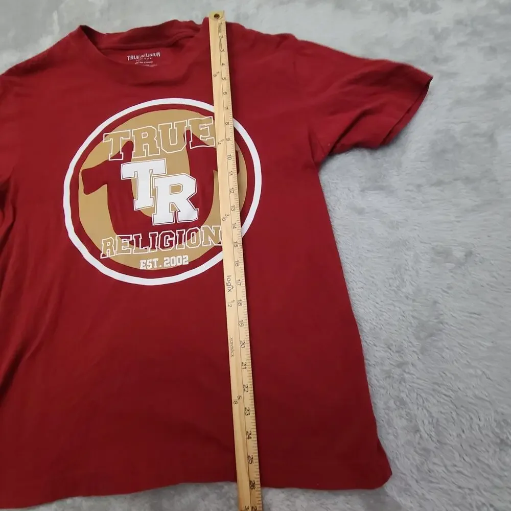 True Religion Shirt Mens Size‎ Large Red 02 Graphic Tee Casual Logo Adult